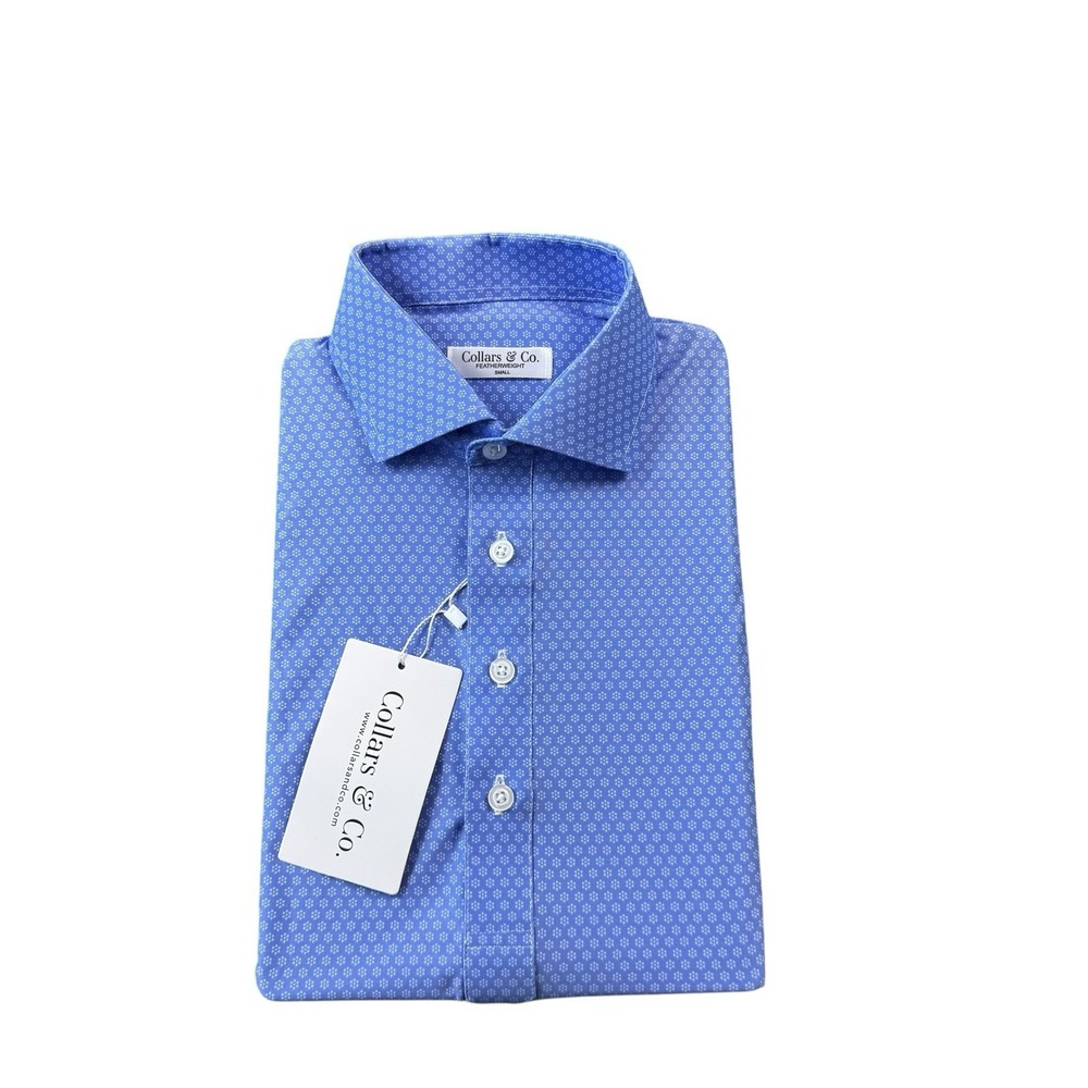 Collars & Co. Purple Floral‎ AOP Dress Collar Men's Polo Shirt Size Small NWT